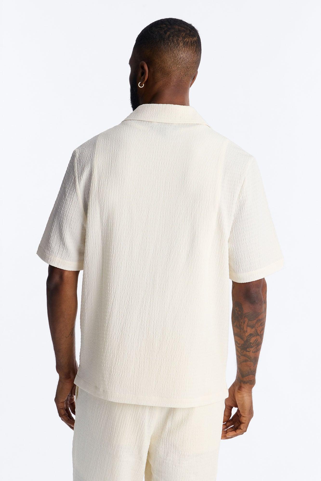Burton Cuban Collar Button Up Shirt - Off White Male Product Image