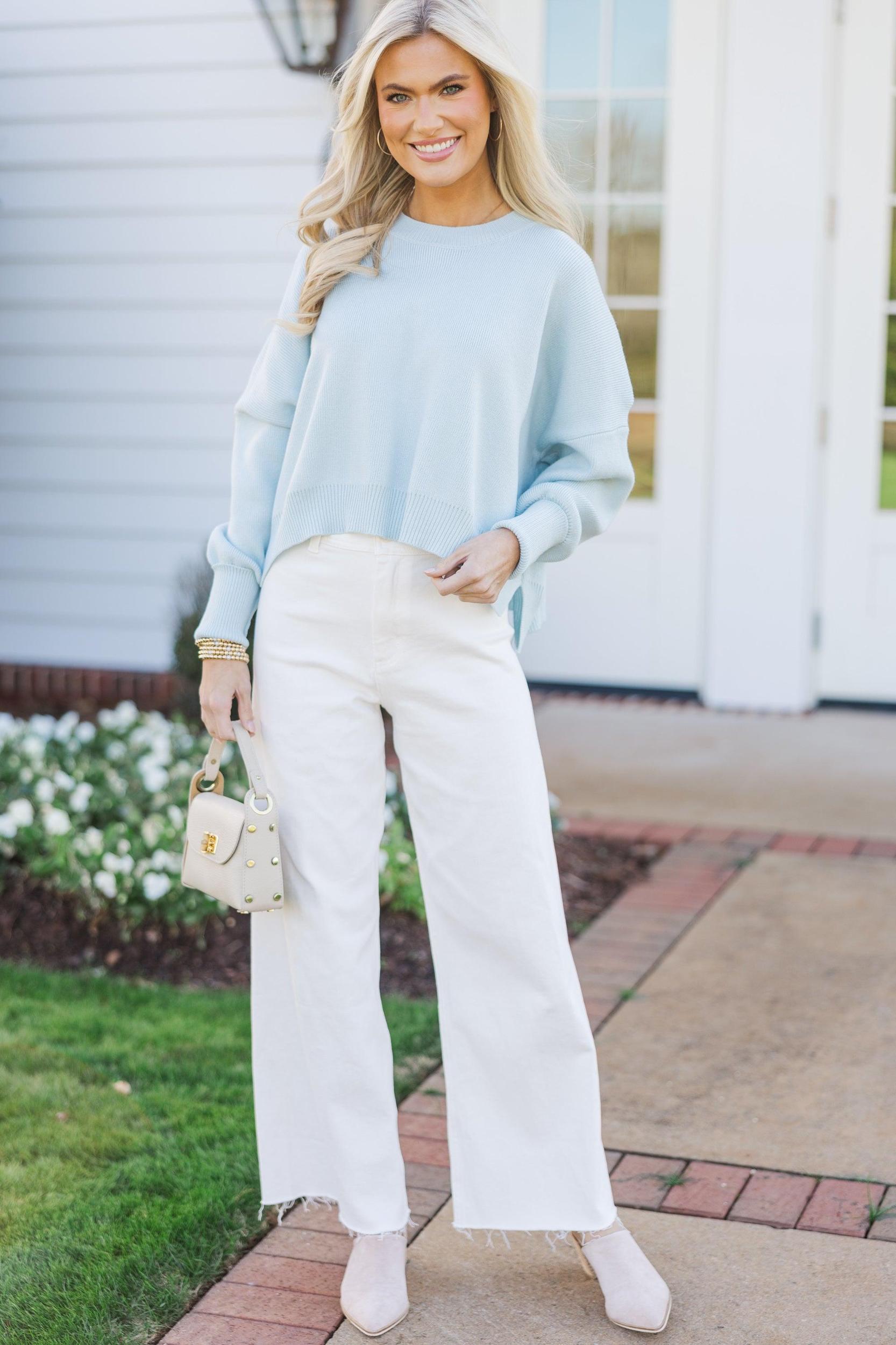 Perfectly You Light Blue Cropped Sweater Female Product Image