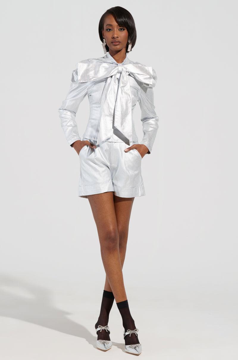 MISS INDEPENDENT METALLIC SHORT IN SILVER Product Image