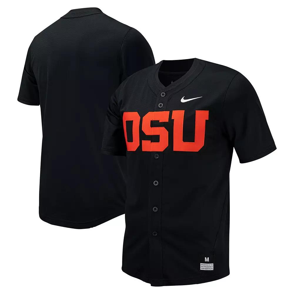 Men's Nike Black Oregon State Beavers Replica Full-Button Baseball Jersey, Size: Small Product Image