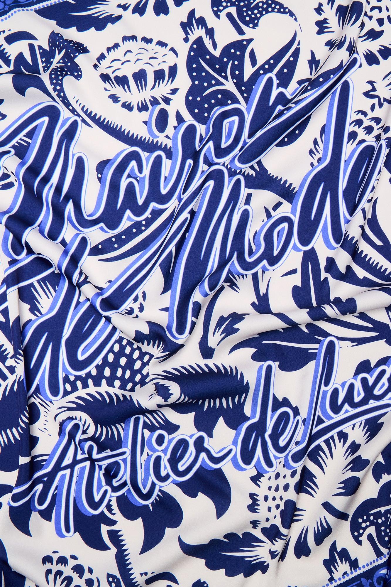 Maison Large Satin Bandana  - Blue/combo Male Product Image