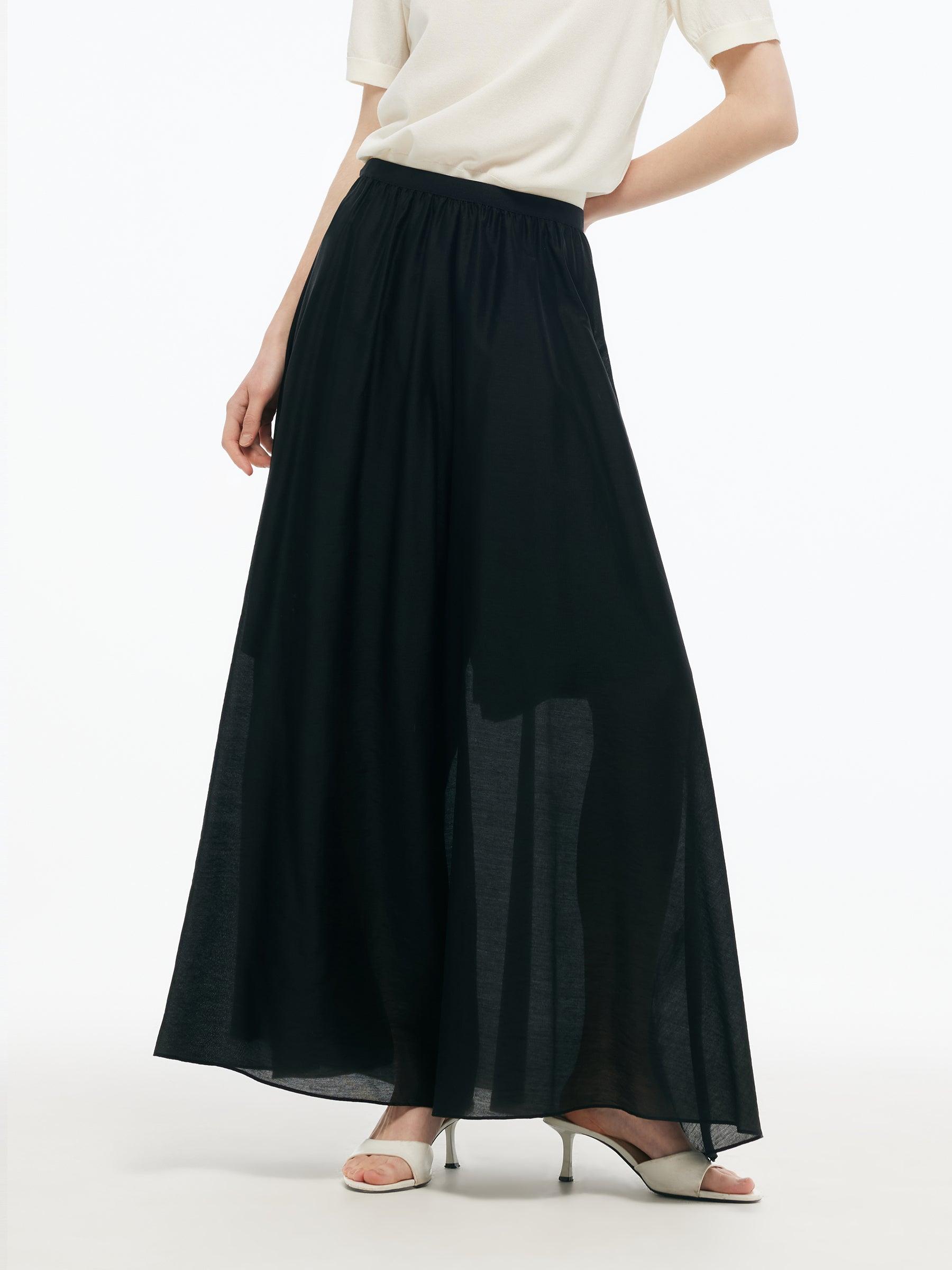 Tencel Blend Elastic Waist Women Culottes Product Image