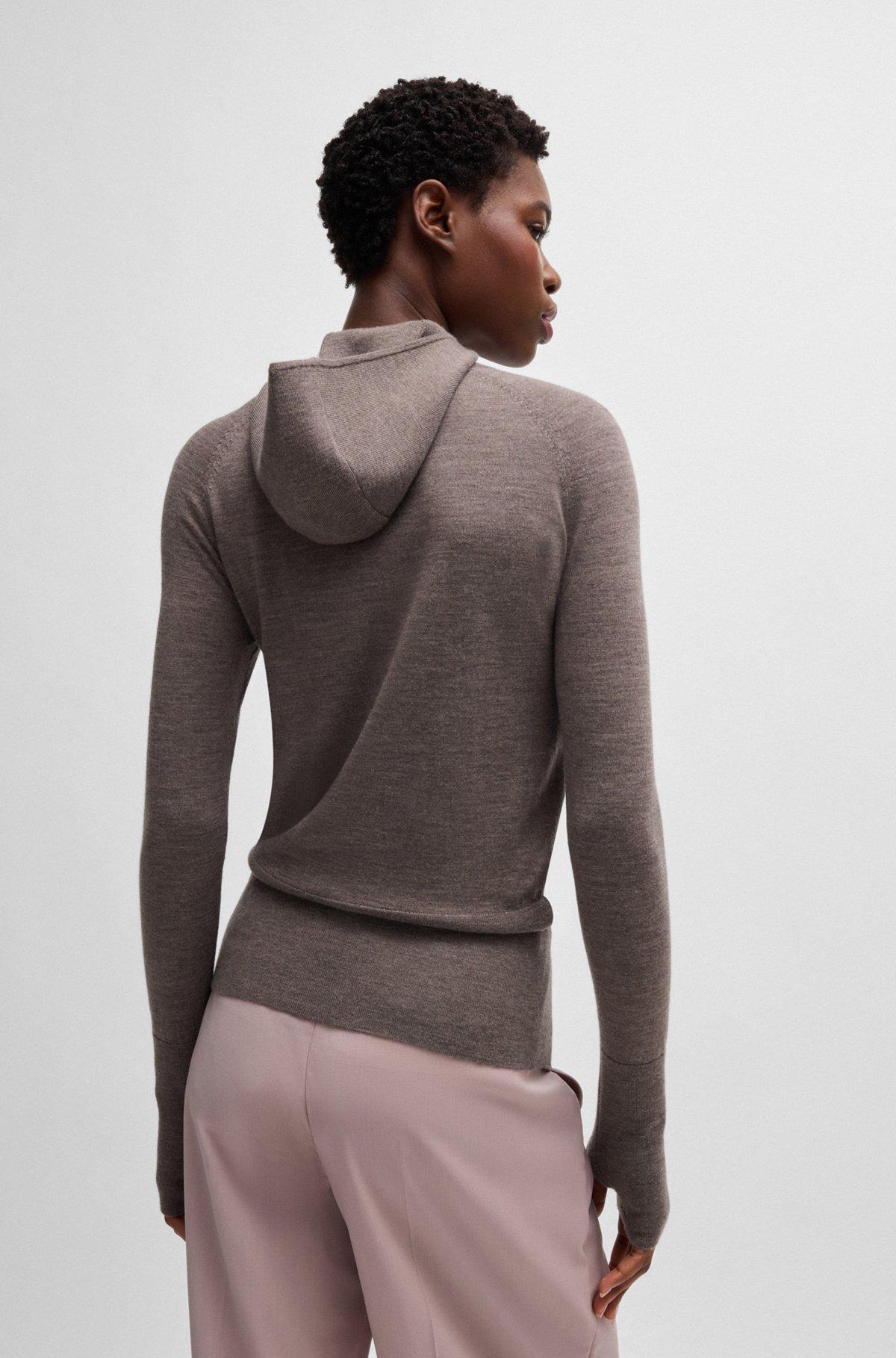 NAOMI x BOSS knitted hoodie in lightweight merino wool Product Image