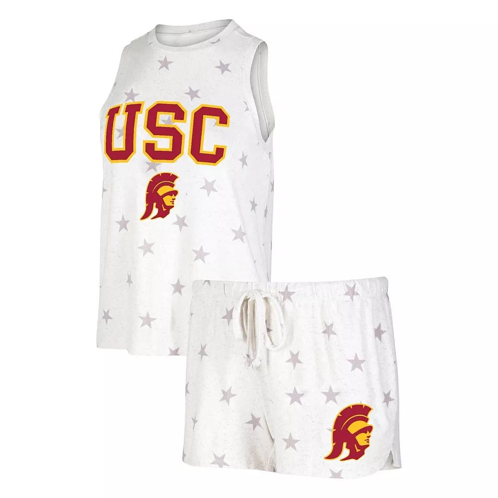 Women's Concepts Sport Cream USC Trojans Agenda Stars Tank Top and Shorts Sleep Set, Size: XL, Beige Product Image