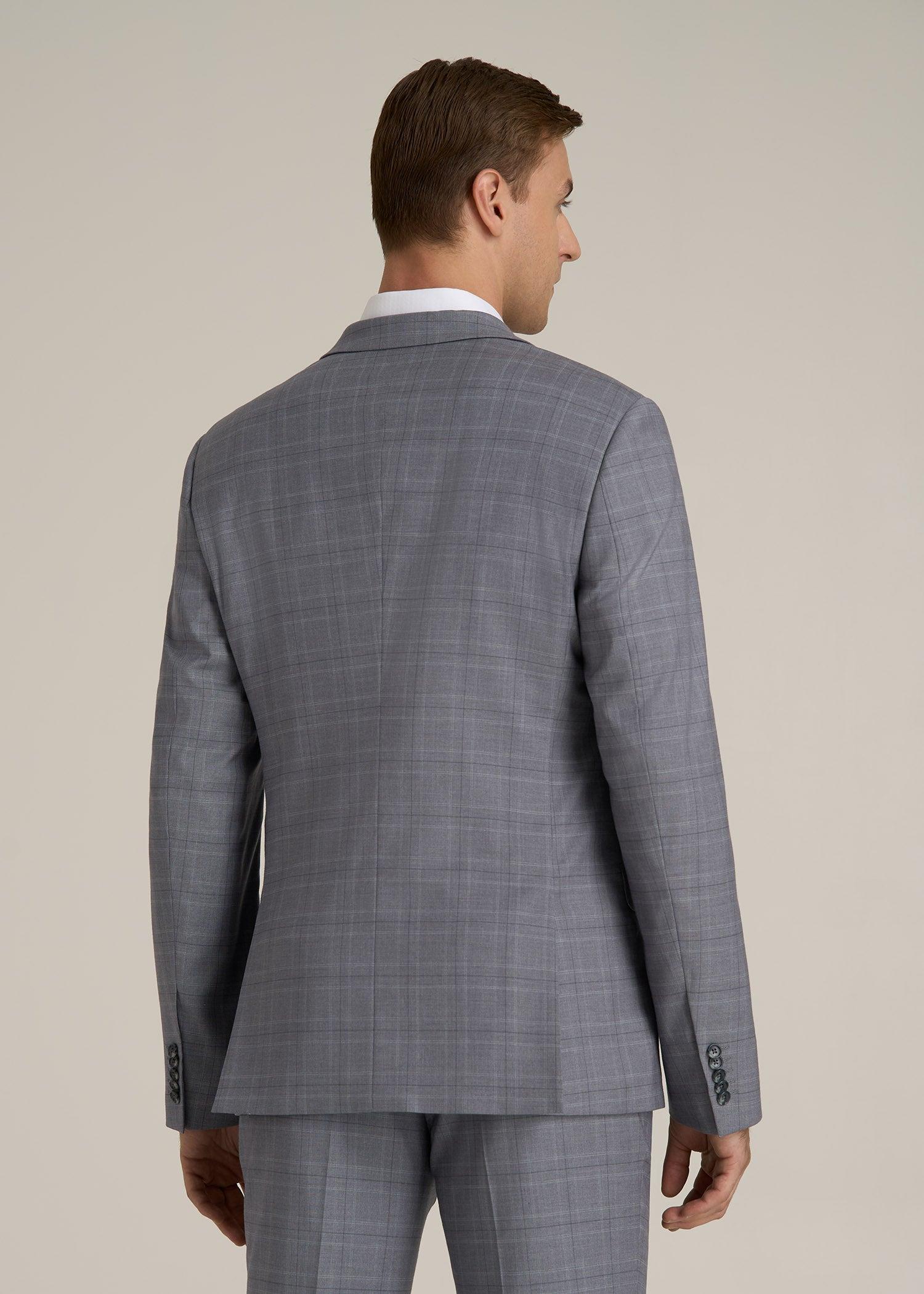 Suit Jacket for Tall Men in Light Grey Plaid Male Product Image