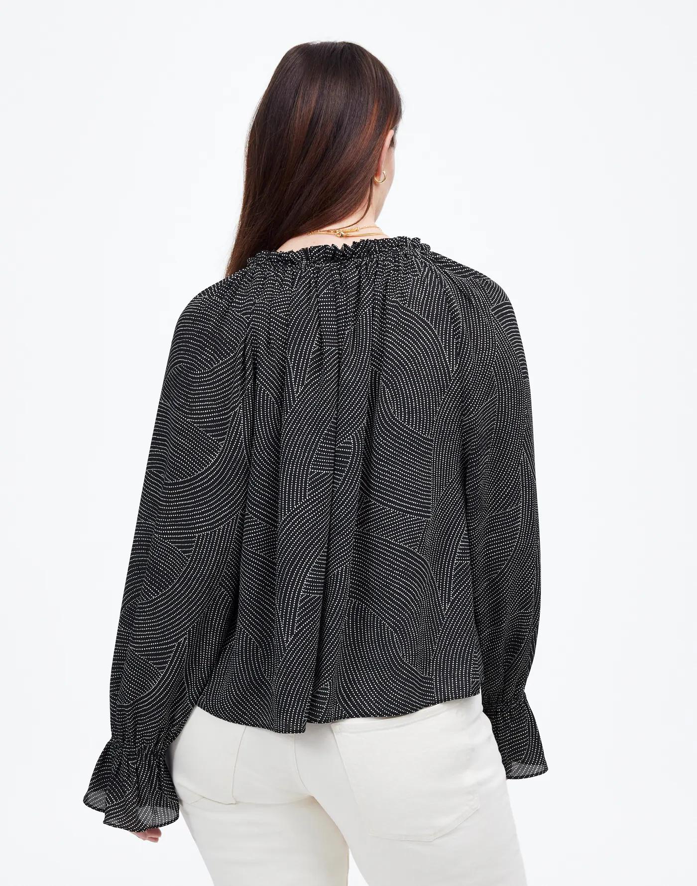 Long-Sleeve Tie-Neck Top Product Image