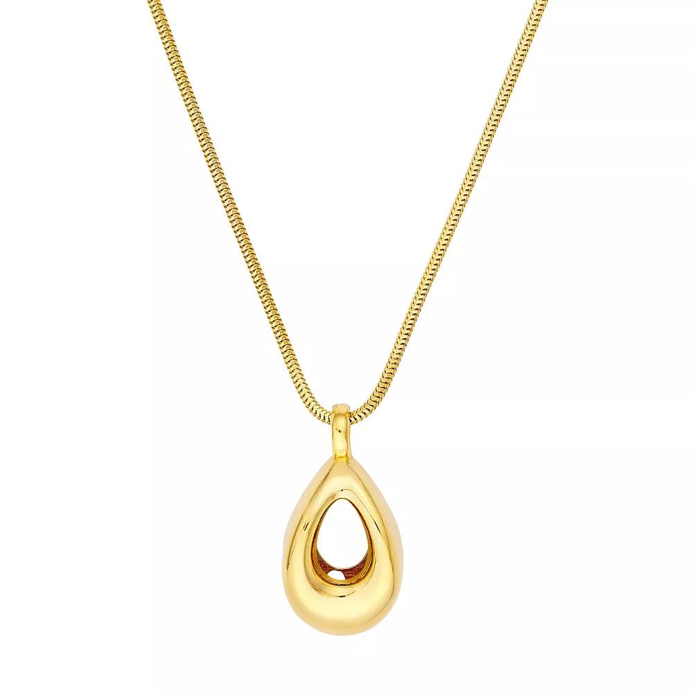 14k Gold 3D Puffed Open Teardrop Pendant Necklace, Women's, Size: 18" Product Image