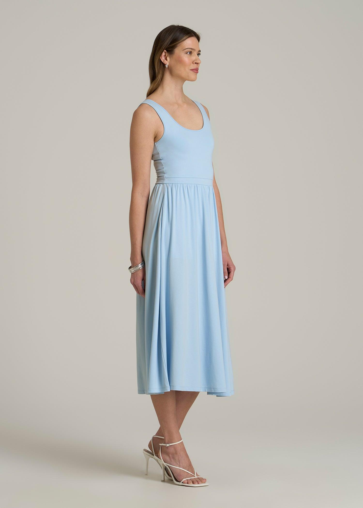 Jersey Tank Dress with Pockets for Tall Women in Ice Blue Female Product Image