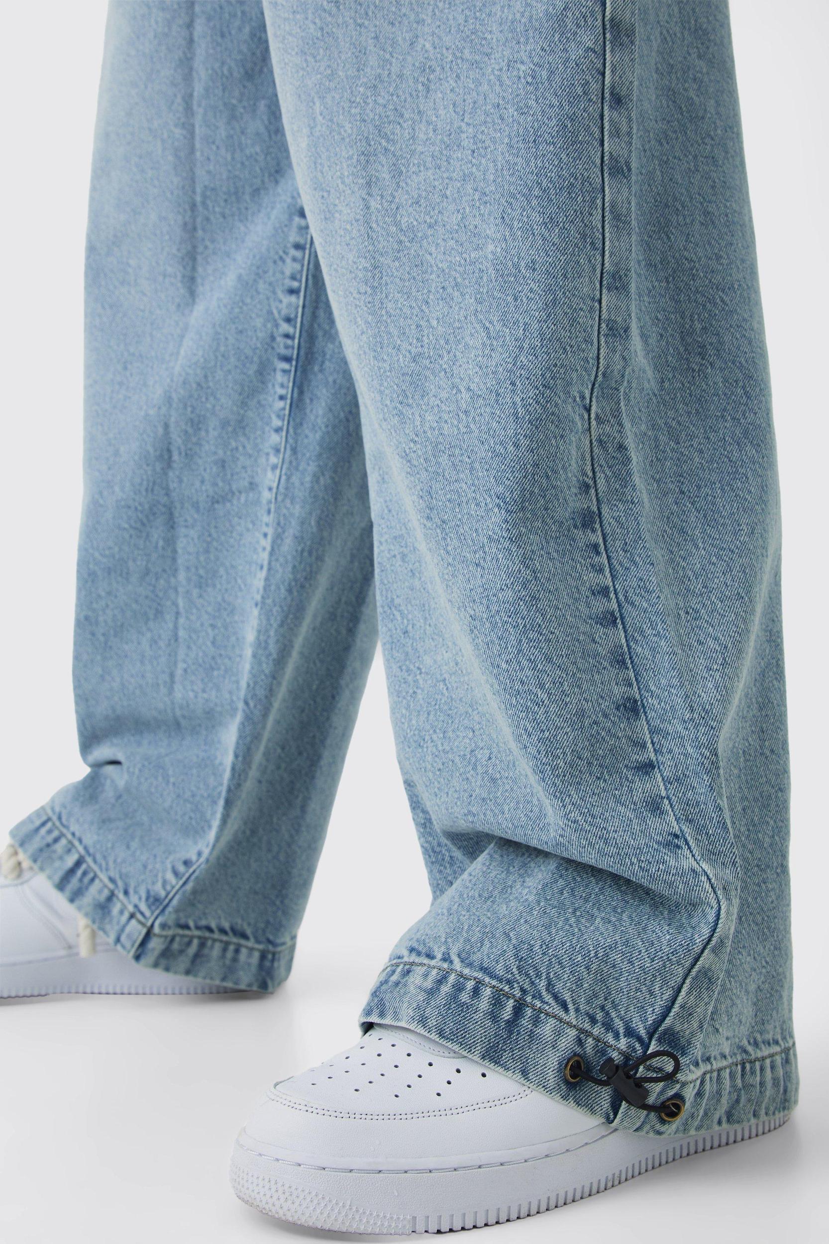 Parachute Blue Washed Jeans | boohooMAN USA Product Image