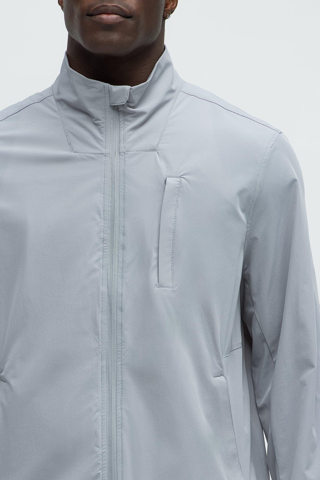 Lightweight Stretch Running Windbreaker Jacket - Grey Product Image
