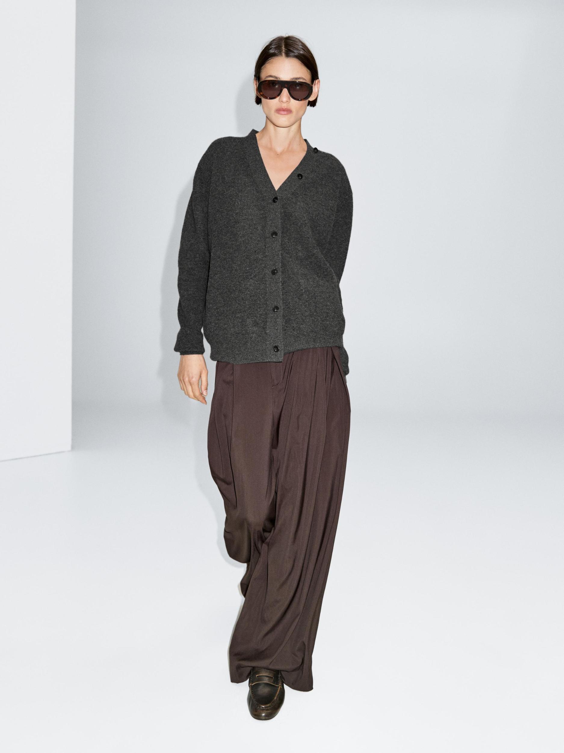 100% wool cardigan with scarf detail Product Image