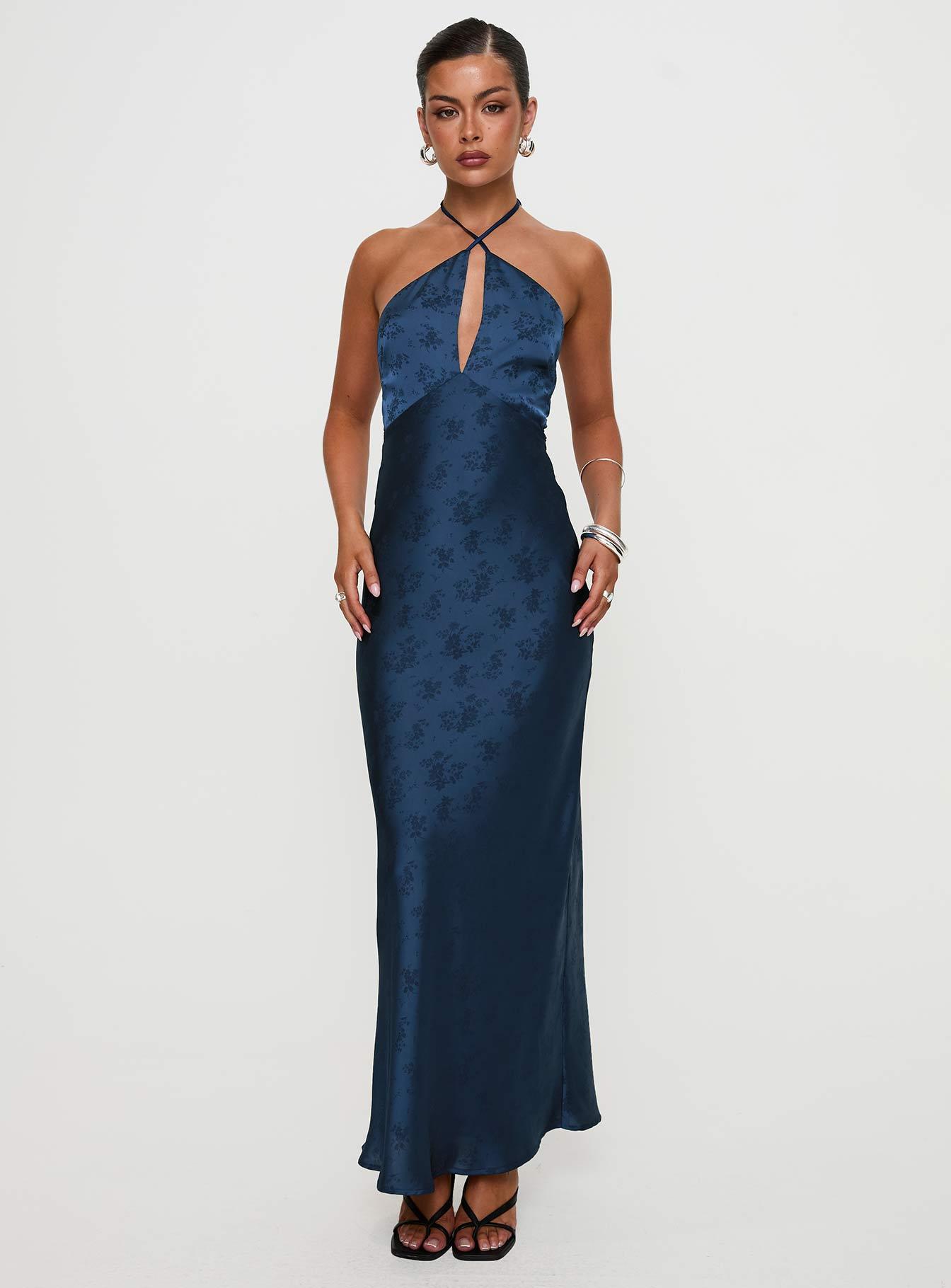 Limosina Halter Maxi Dress Navy Product Image