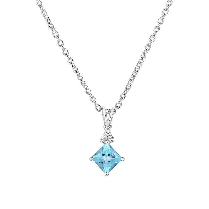 Oro Leoni Sterling Silver Blue & White Topaz Pendant Necklace, Women's,  Product Image