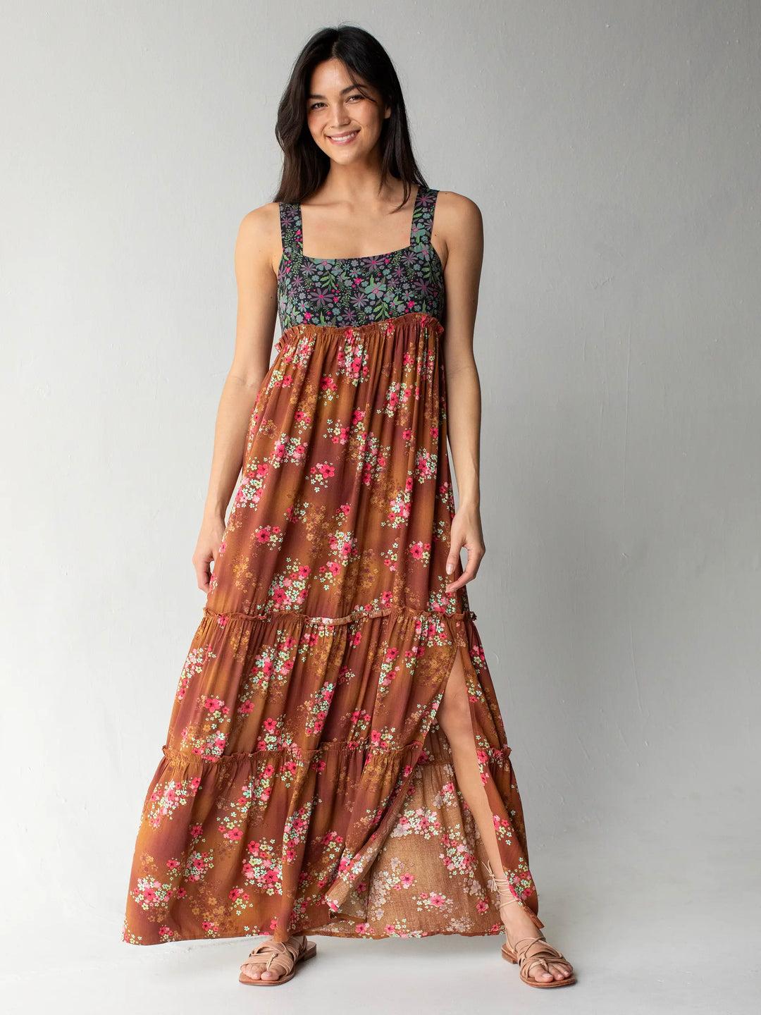 Eliza Maxi Dress - Indigo Chestnut Floral Product Image