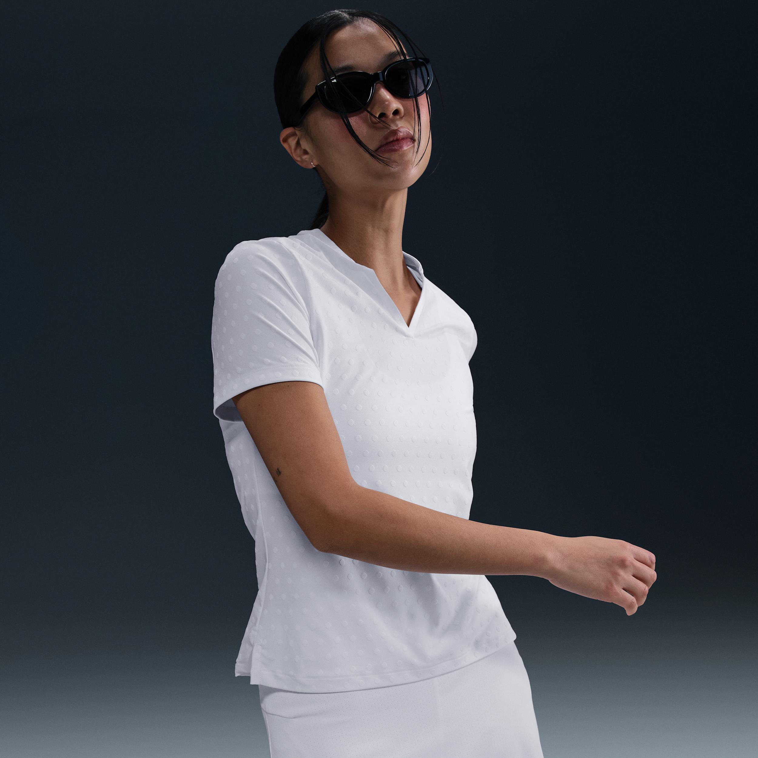 Nike Womens Tour Dri-FIT Short-Sleeve Blade Jacquard Golf Polo | FZ6302-100 Product Image