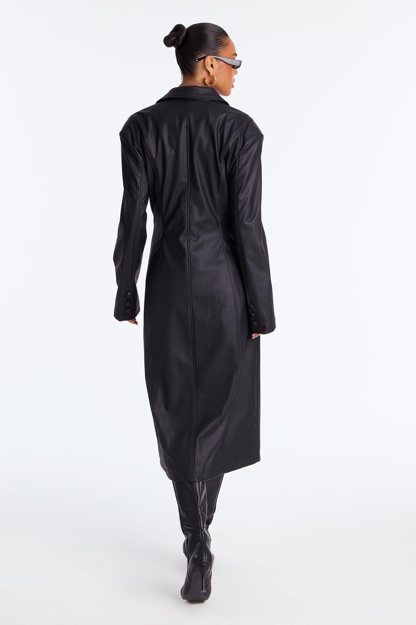 Taking Up Space Faux Leather Coat - Black Female Product Image
