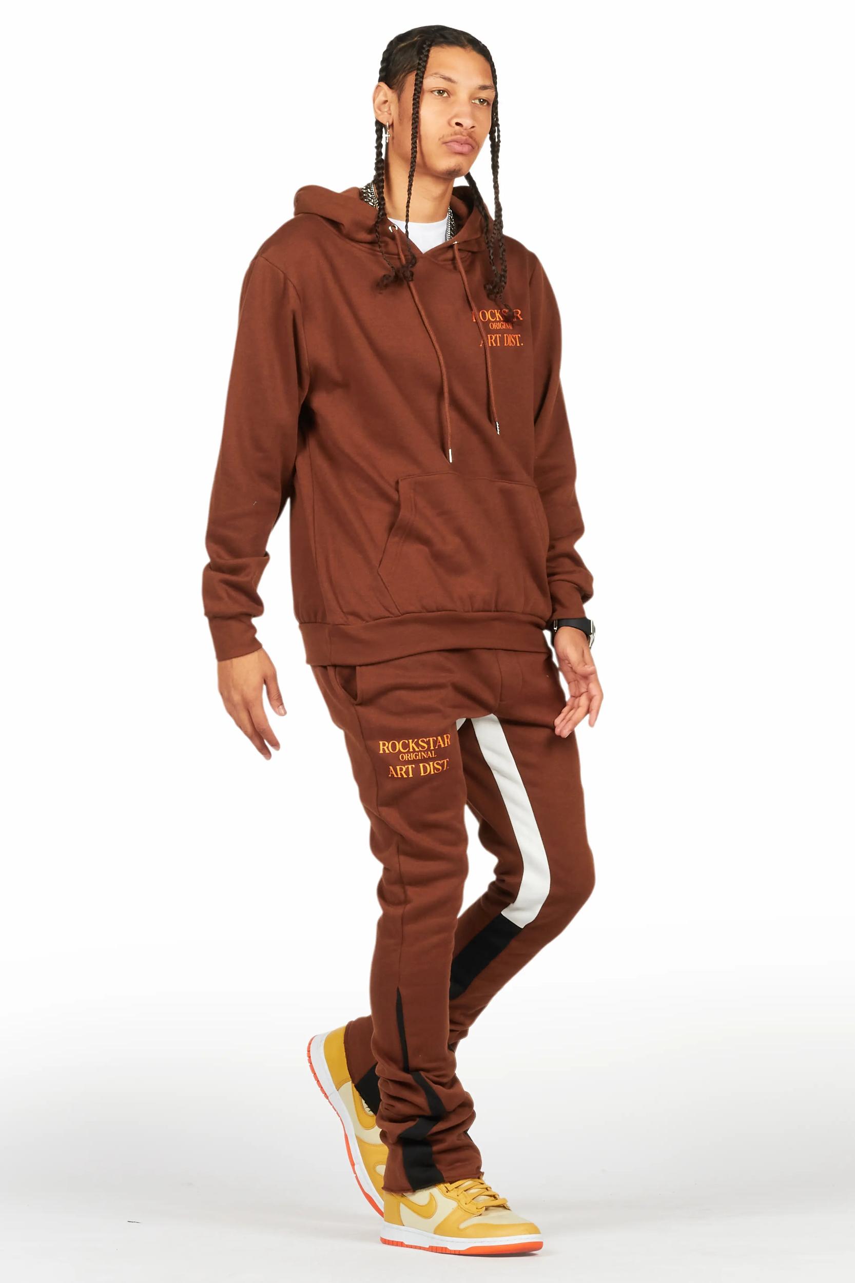 Briggs Brown Hoodie/Stacked Flare Track Set Male Product Image