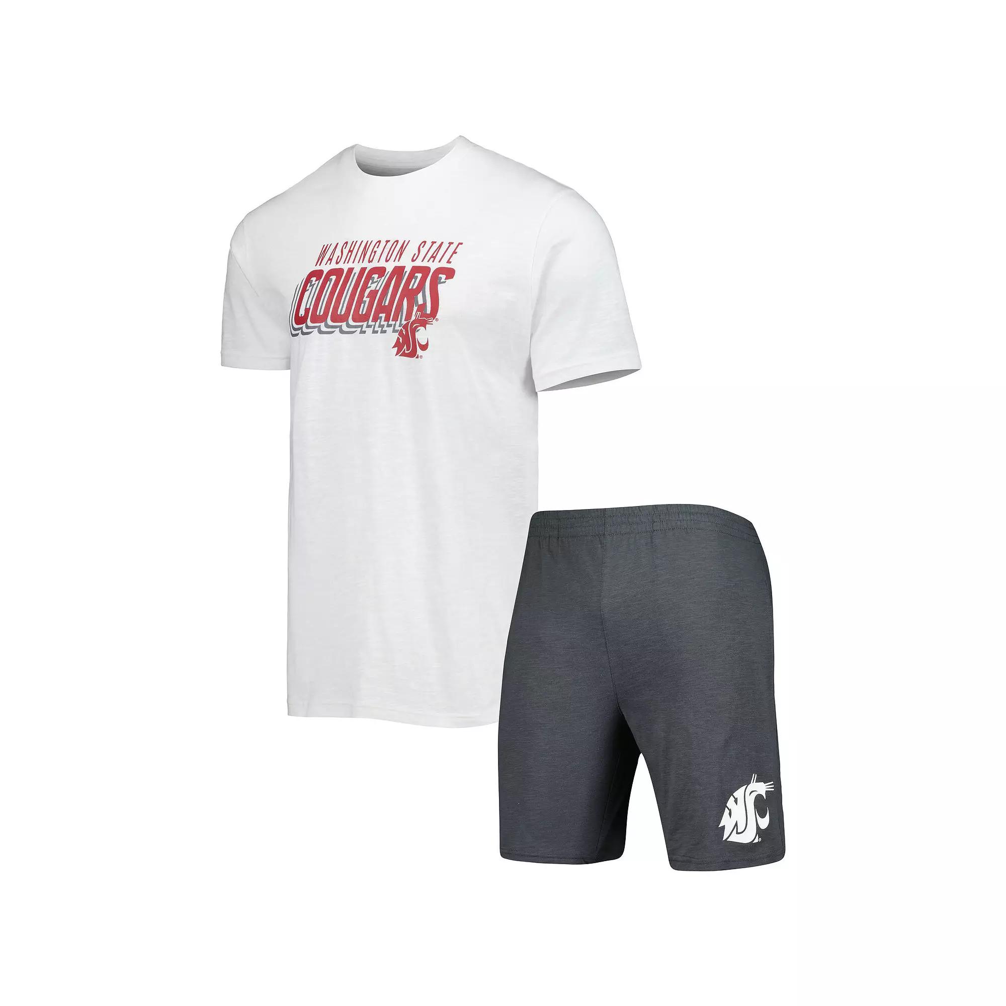 Men's Concepts Sport Charcoal/White Washington State Cougars Downfield T-Shirt & Shorts Set,  Product Image