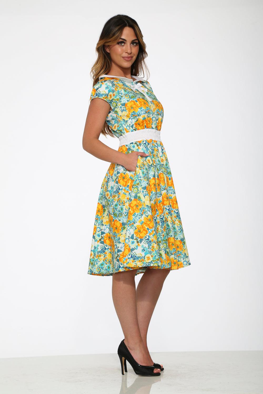 Yellow Floral Swing Dress Product Image