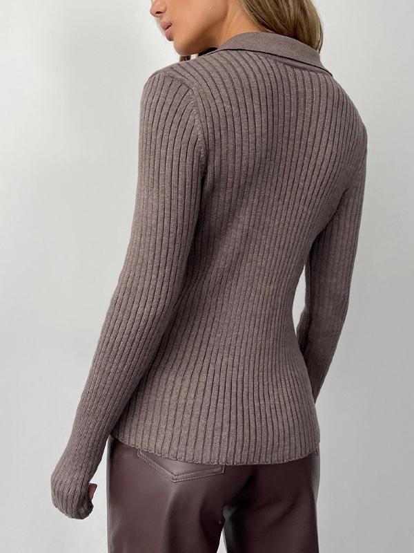 Solid V Neck Ribbed Sweater Product Image