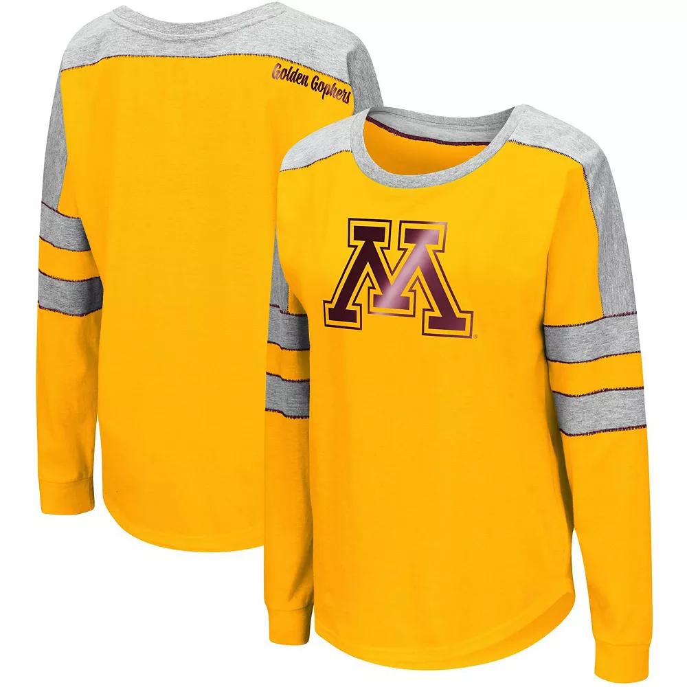 Women's Colosseum Gold Minnesota Golden Gophers Trey Dolman Long Sleeve T-Shirt, Size: Small Product Image