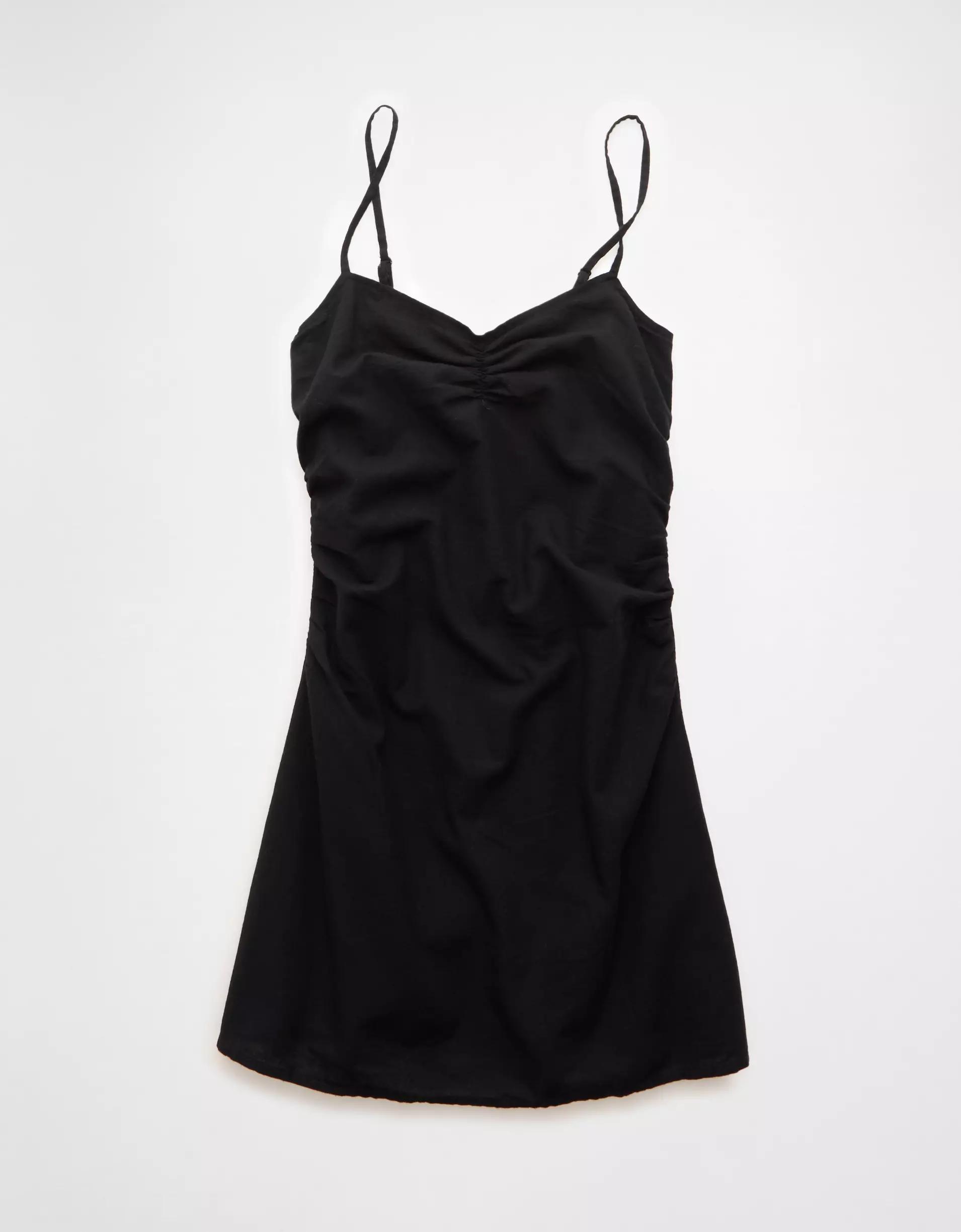 AE Linen-Blend Ruched Mini Dress Product Image