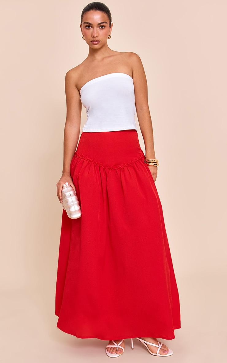 Red Volume Maxi Skirt Product Image