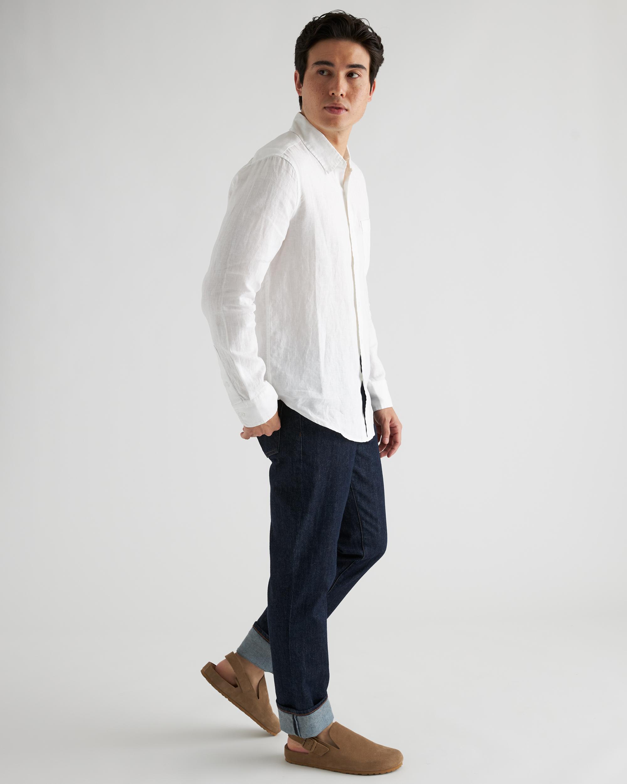Quince | Men's 100% European Linen Relaxed Long Sleeve Pocket Shirt Product Image