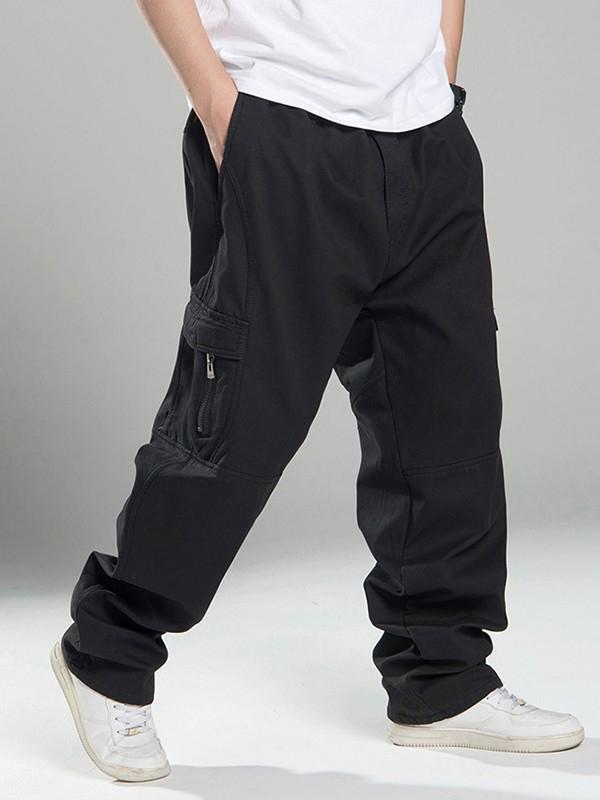 Men's Fleece Lined Casual Cargo Pants Product Image
