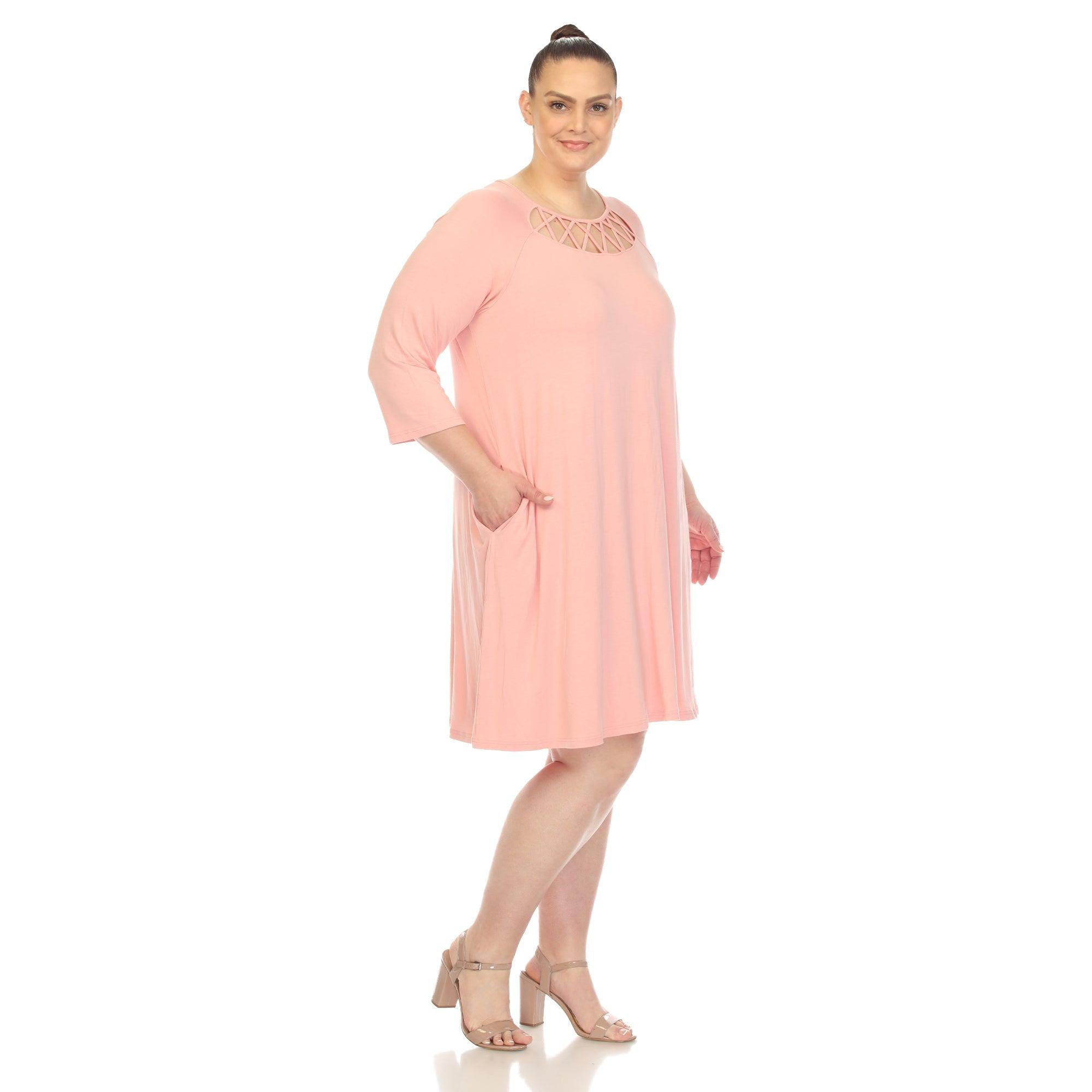 Criss Cross Neckline Swing Midi Dress - Plus Product Image