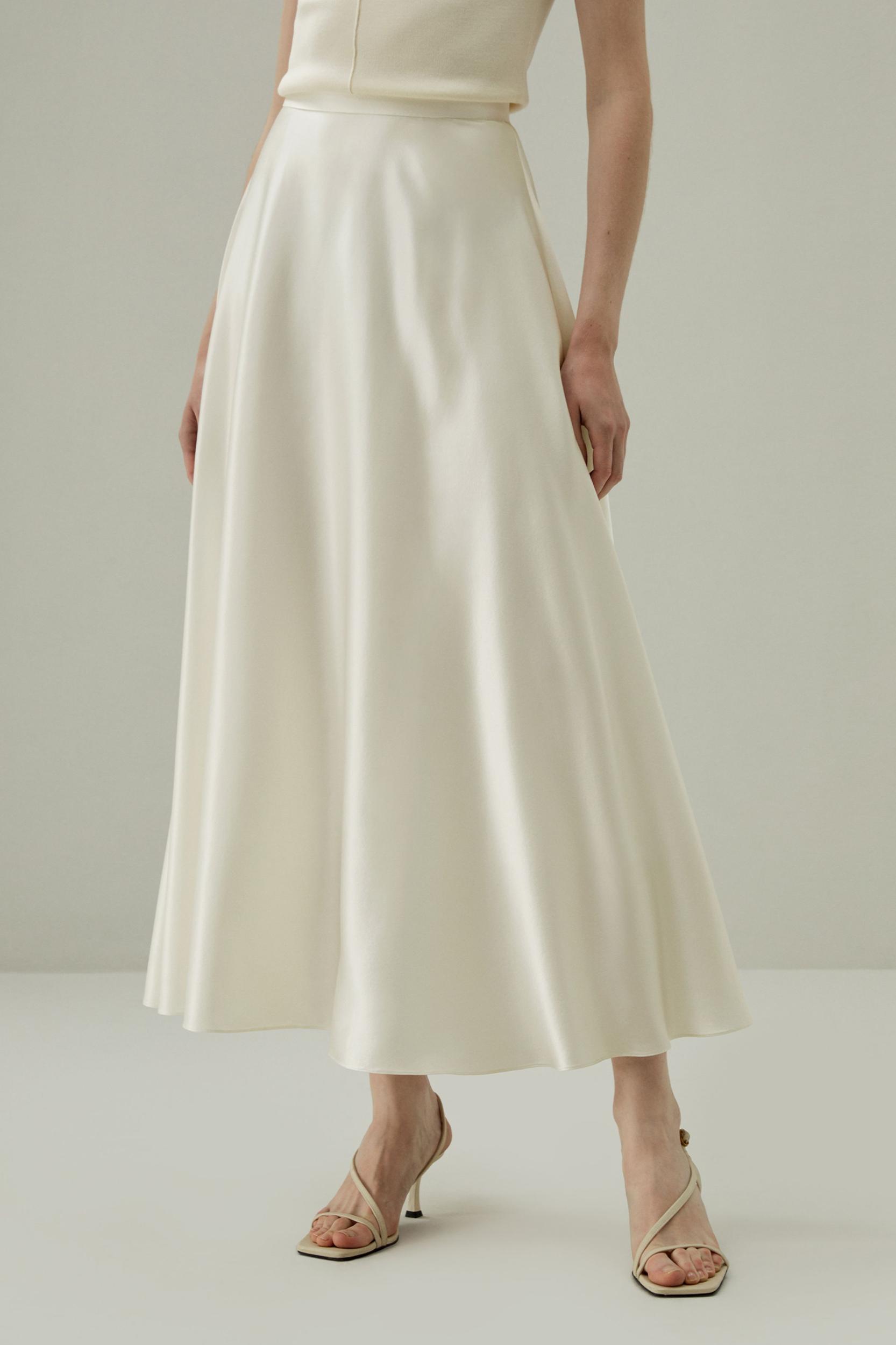 LILYSILK Silk Pleated Skirt for Women Lily White Pure Silk Natural Fluid Sheen Skirt 8 Product Image