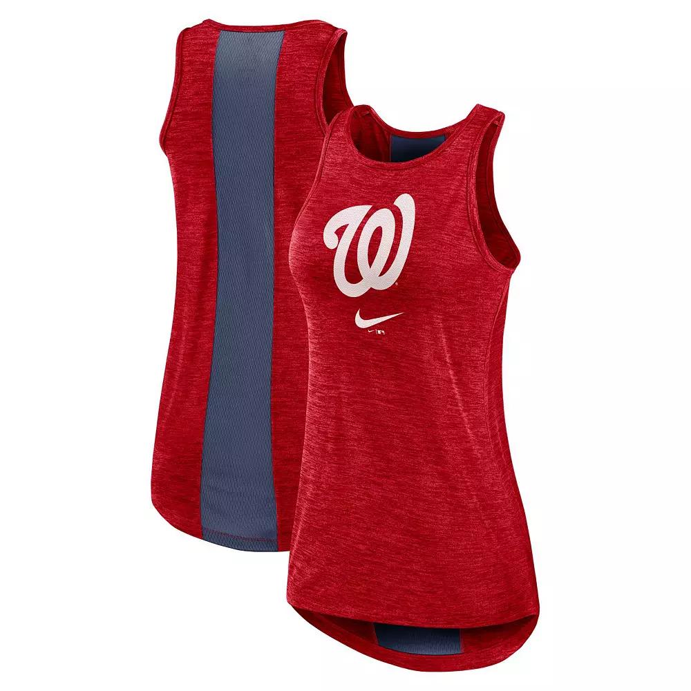 Women's Nike Red Washington Nationals Dri-FIT Performance Right Mix High Neck Tank Top,  Product Image