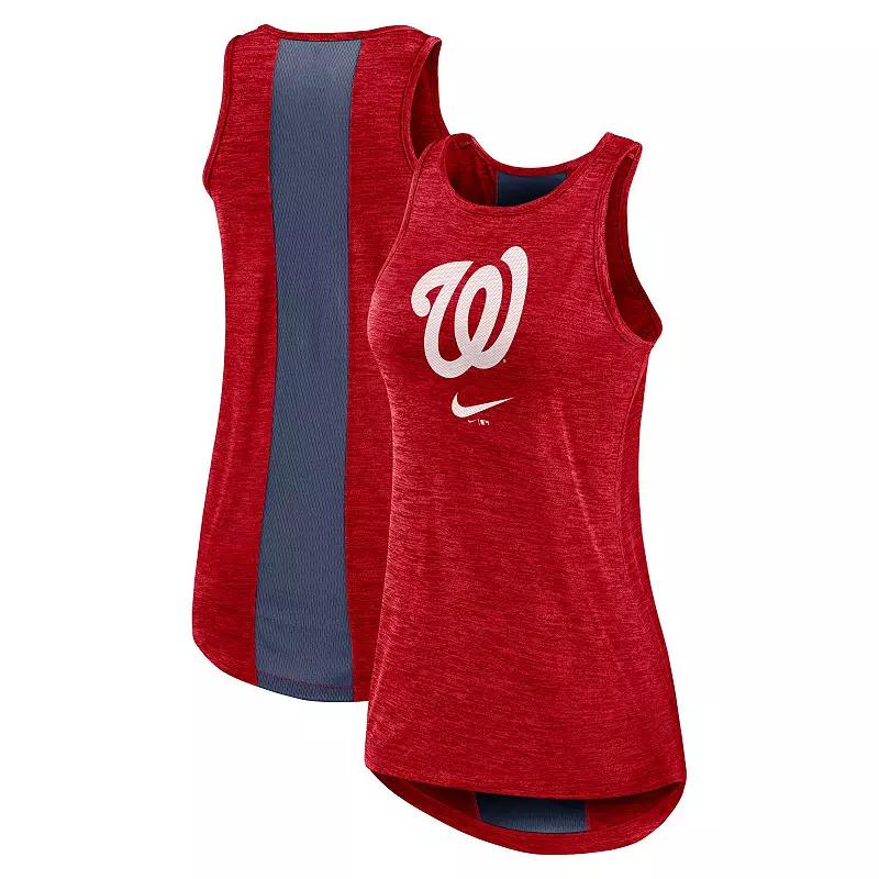 Women's Nike Red Washington Nationals Dri-FIT Performance Right Mix High Neck Tank Top,  Product Image