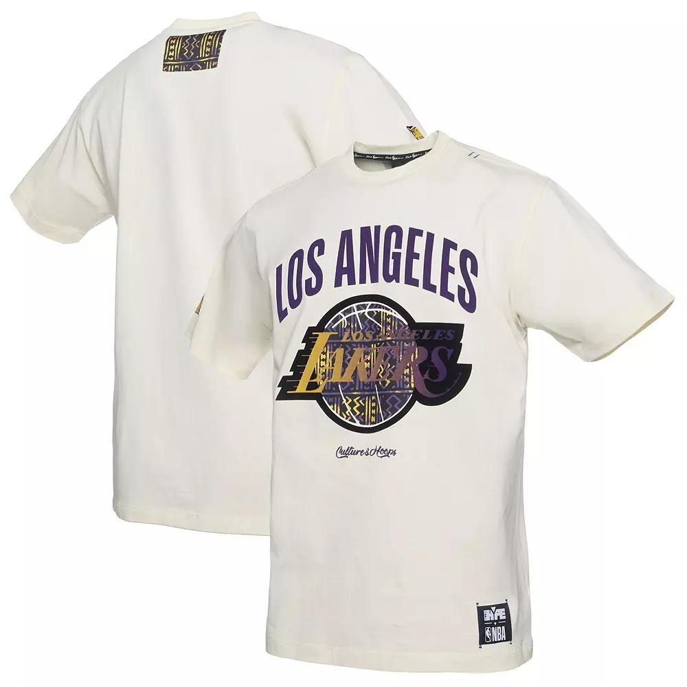 Men's NBA x Two Hype  Cream Los Angeles Lakers Culture & Hoops Collection Premium T-Shirt, Size: Large, Beige Product Image
