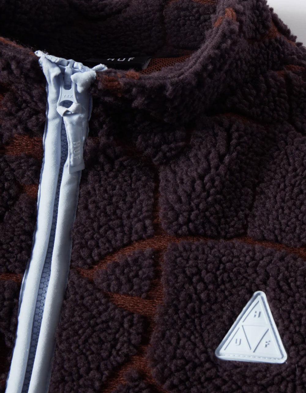 HUF Quake Mens High Pile Fleece Jacket - BROWN COMBO Product Image