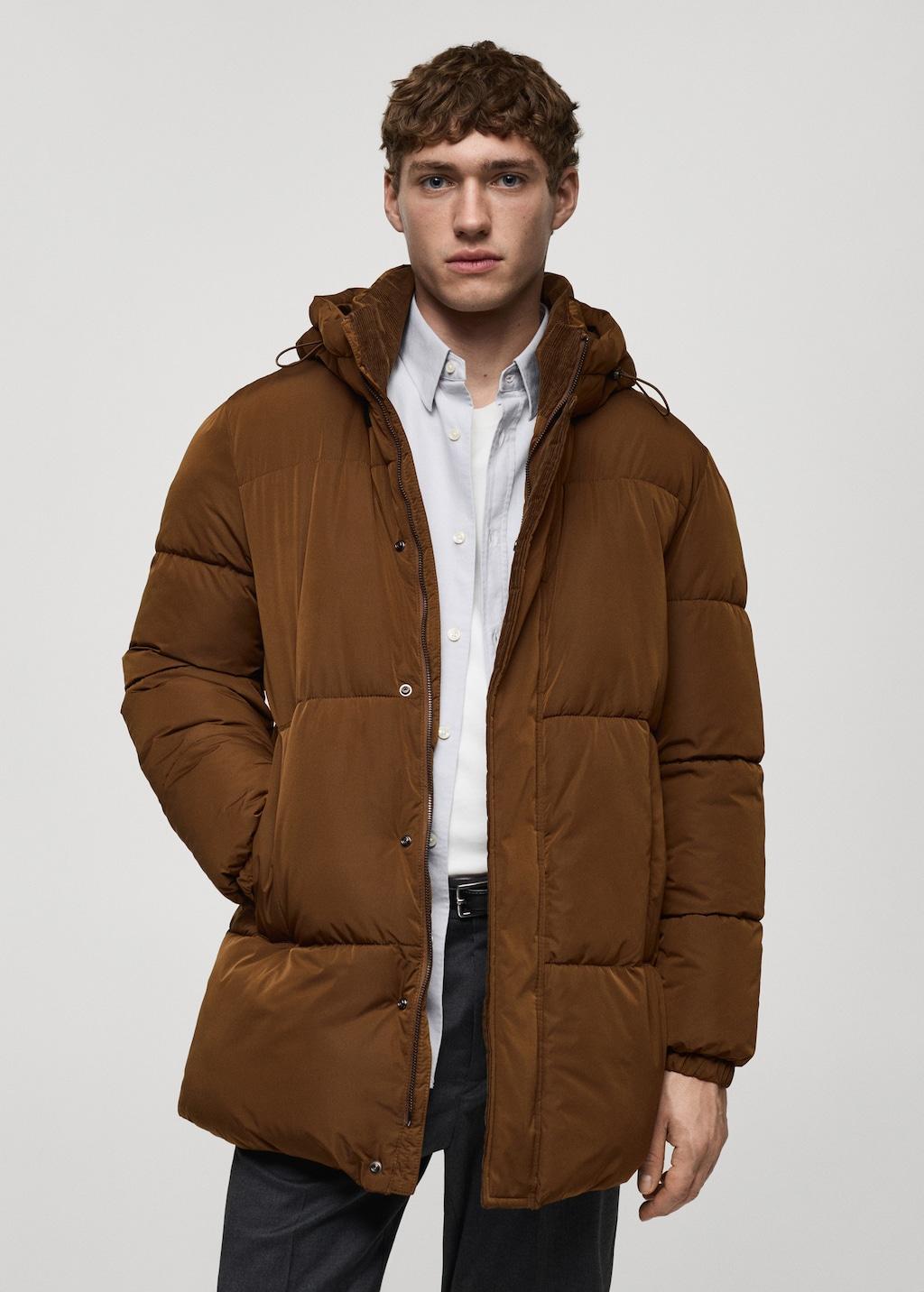 Water-repellent hooded quilted anorak - Men | MANGO USA Product Image