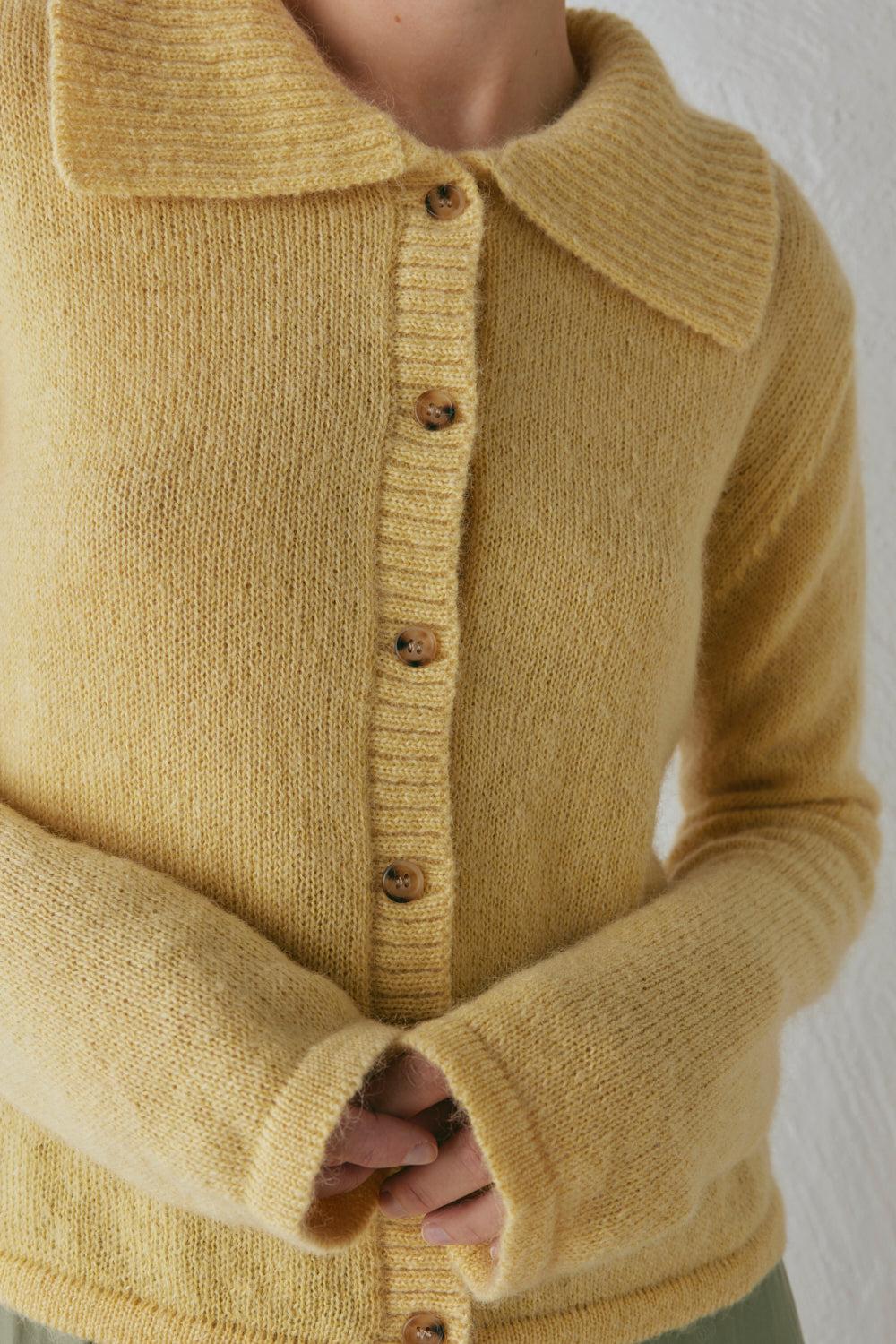 Avery Knit Cardigan Lemon Product Image
