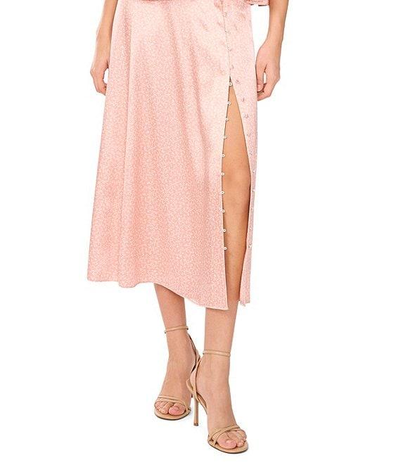 1. STATE Floral Print A-Line Midi Skirt Product Image