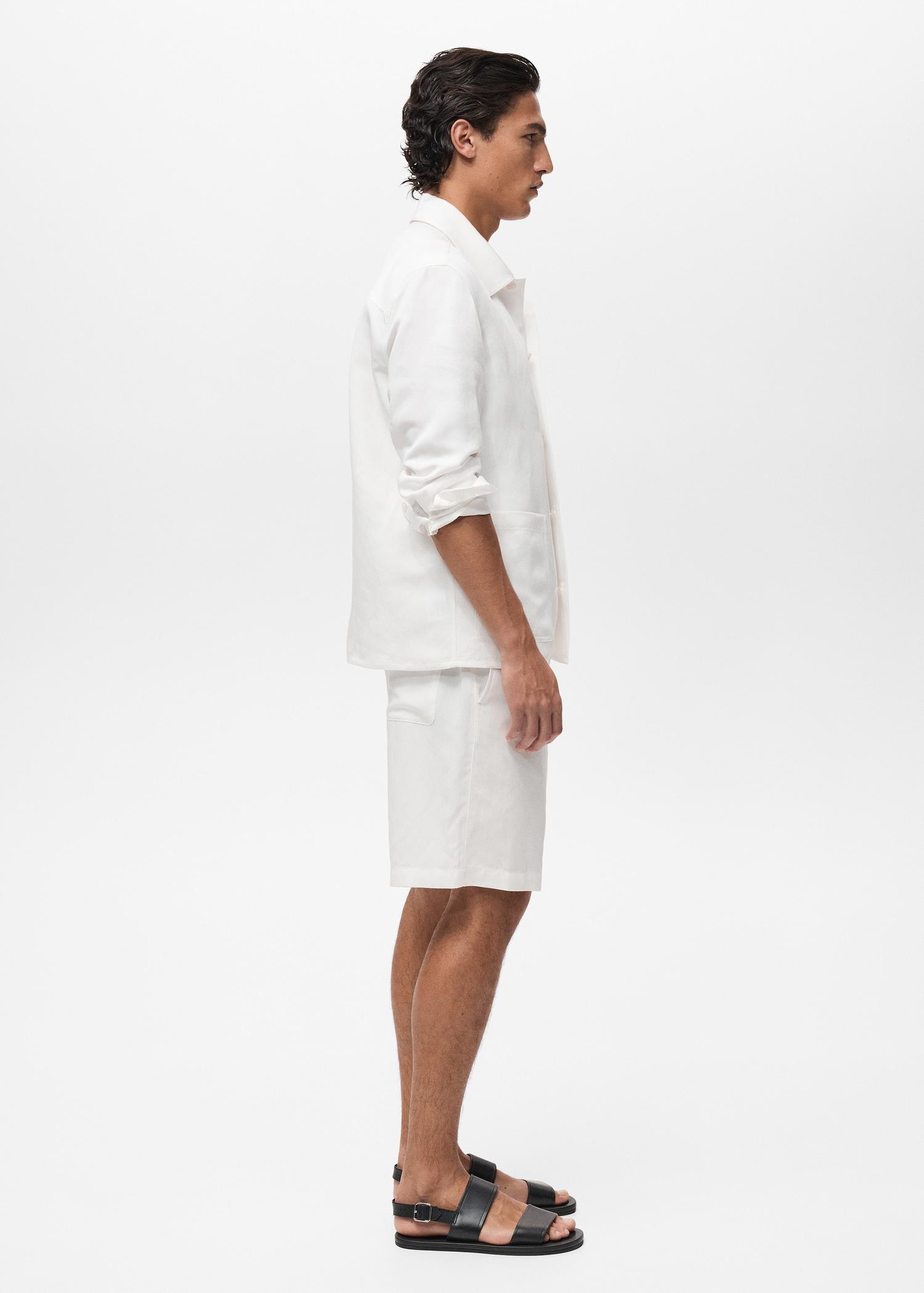 Linen lyocell slim-fit bermuda shorts - Men | MANGO USA Product Image