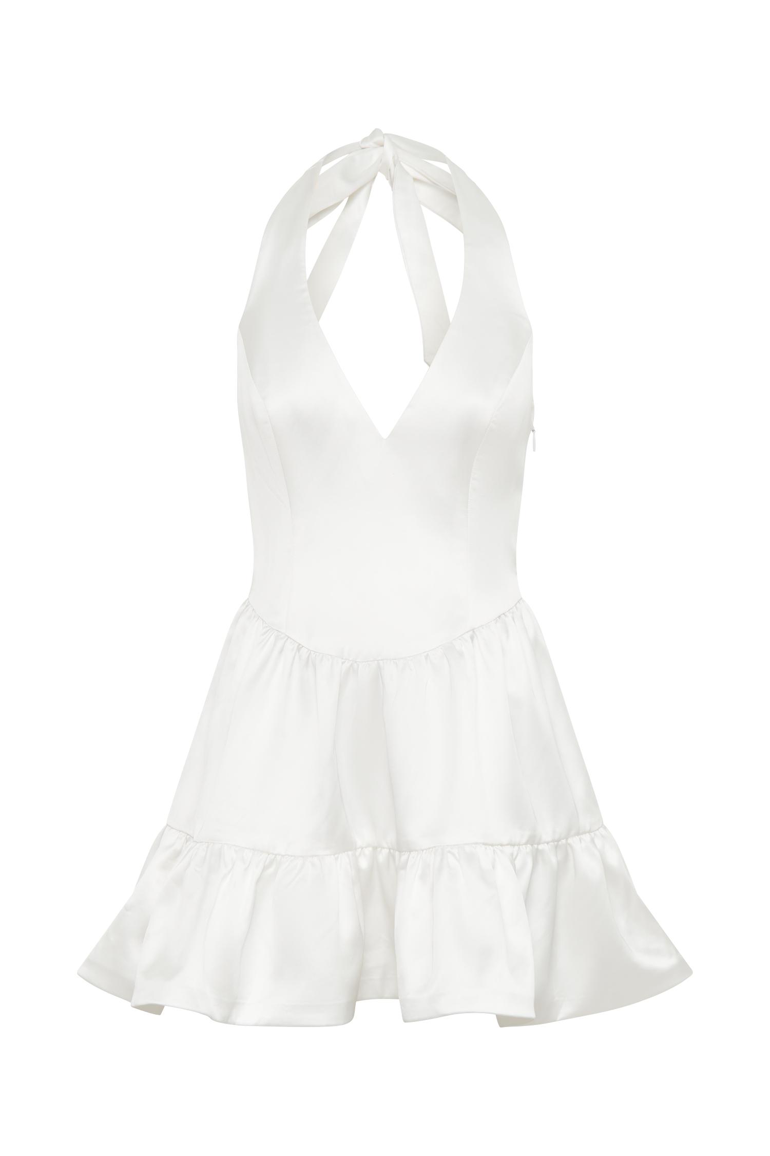 Holly Satin Structured Halter Mini Dress - White Product Image