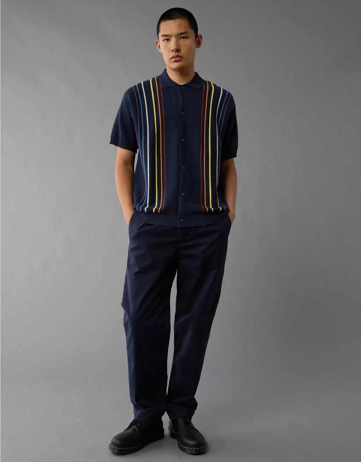 AE Pride Weekend Button-Up Sweater Polo Shirt Product Image