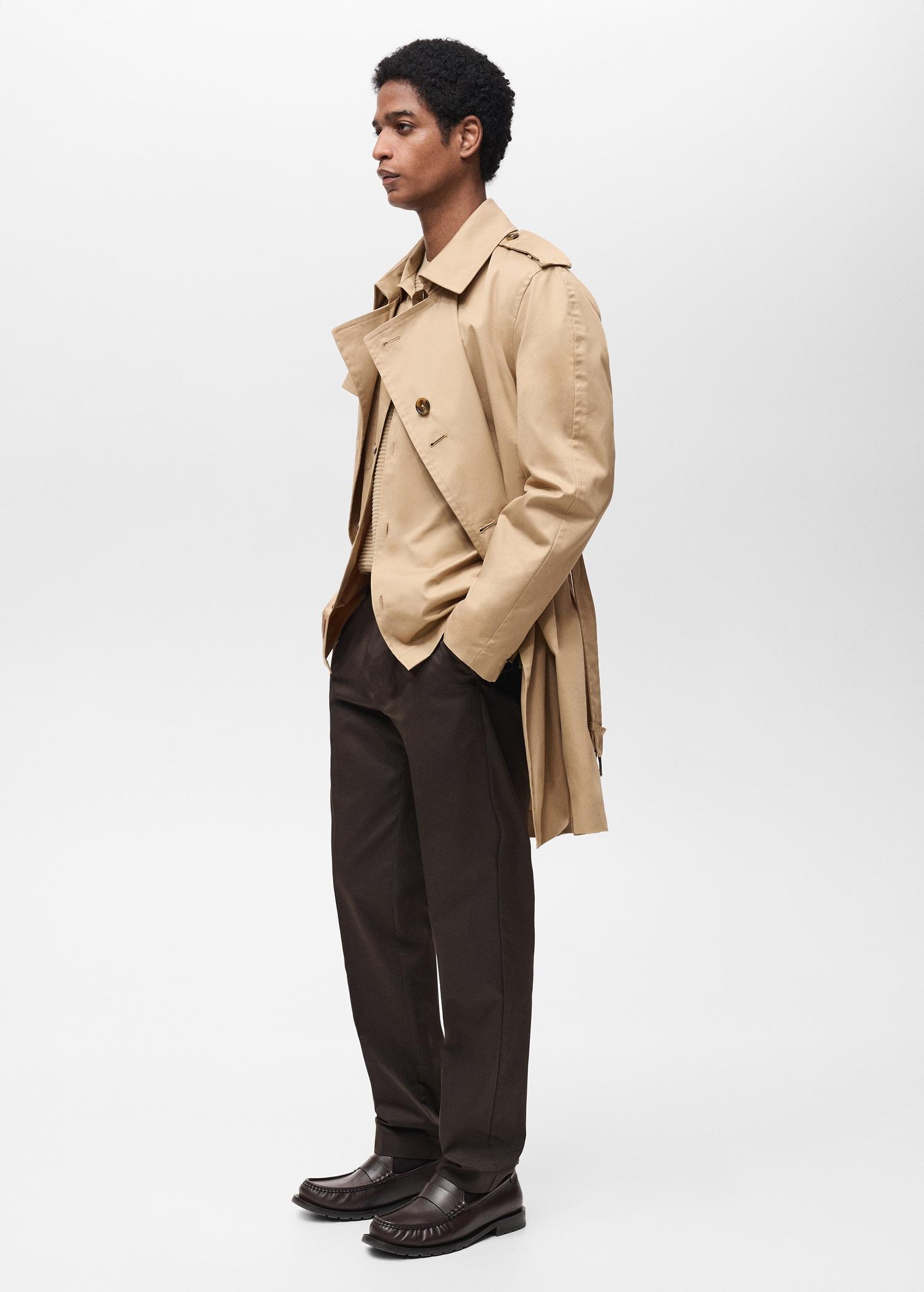 Water-repellent belted trench coat - Men | MANGO USA Product Image