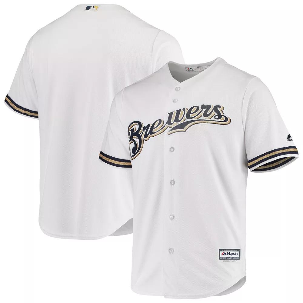 Men's Majestic White Milwaukee Brewers Team Official Jersey, Size: Large Product Image