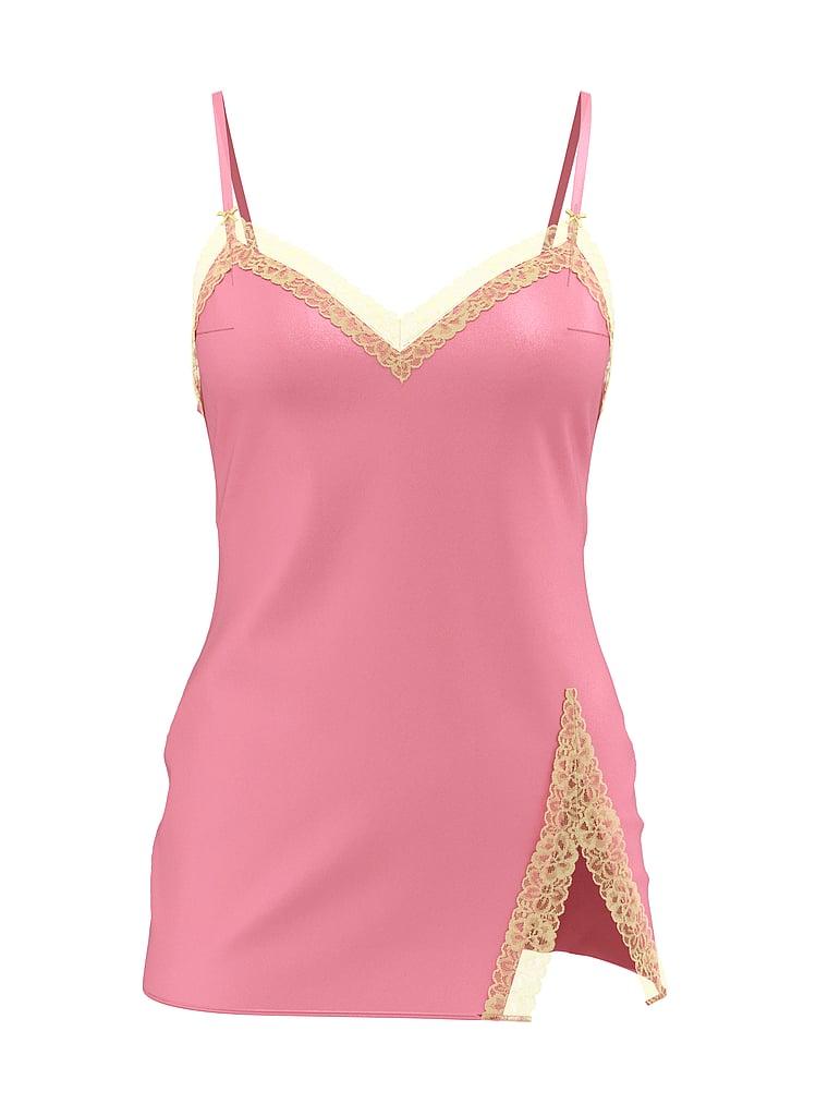 Tease Satin Lace-Trim Mini Slip Dress Product Image