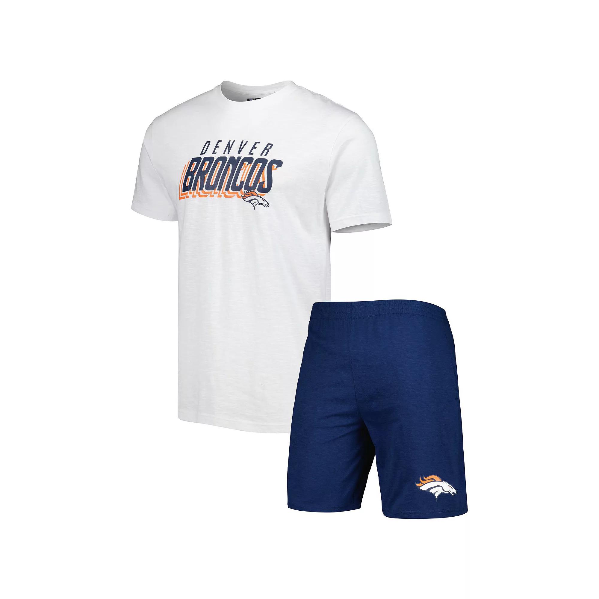 Men's Concepts Sport Navy/White Denver Broncos Downfield T-Shirt & Shorts Sleep Set,  Product Image
