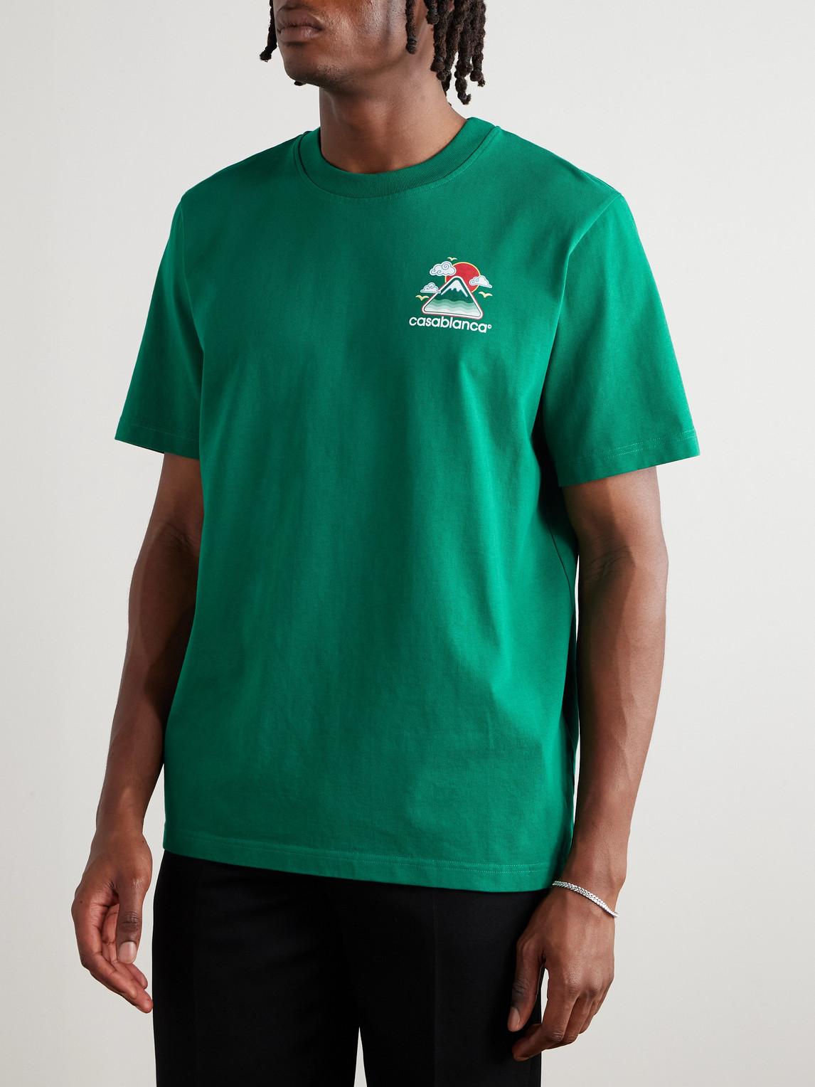 CASABLANCA Mens Montagne Ondulee Brand-print Cotton-jersey T-shirt In Green Product Image