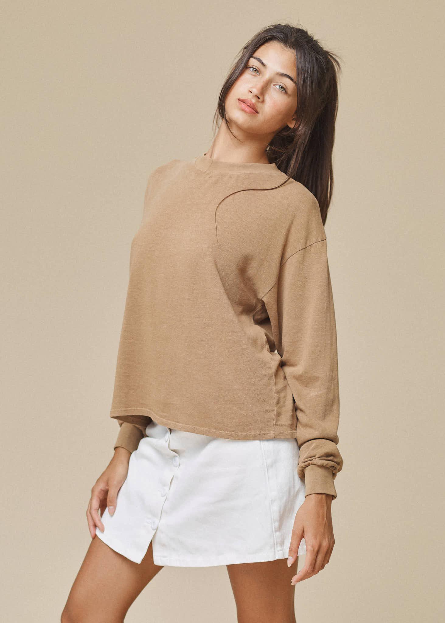 Cropped Long Sleeve Tee - Sale Colors Female Product Image