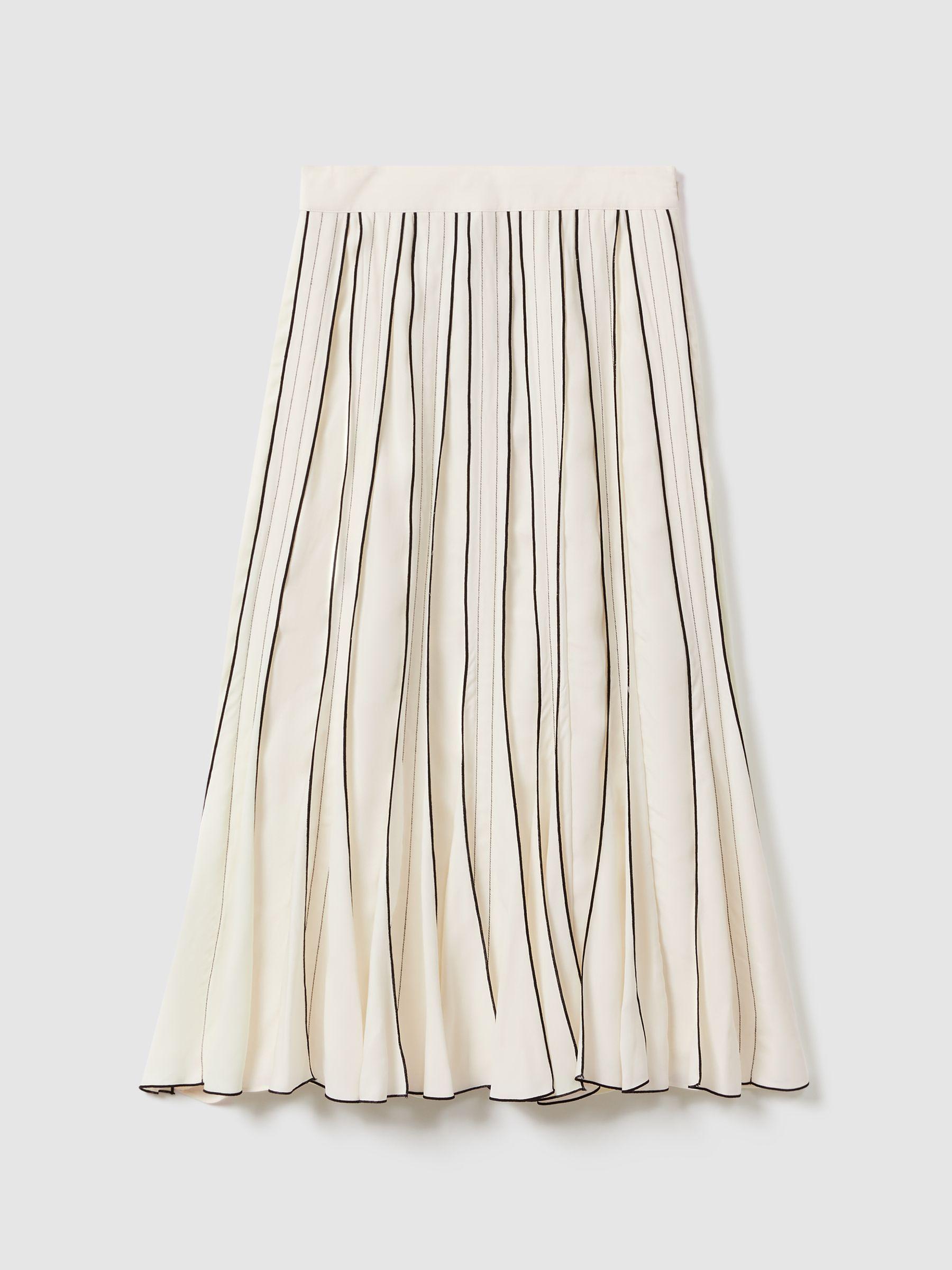 Contrast Ruffle Midi Skirt in Cream Product Image