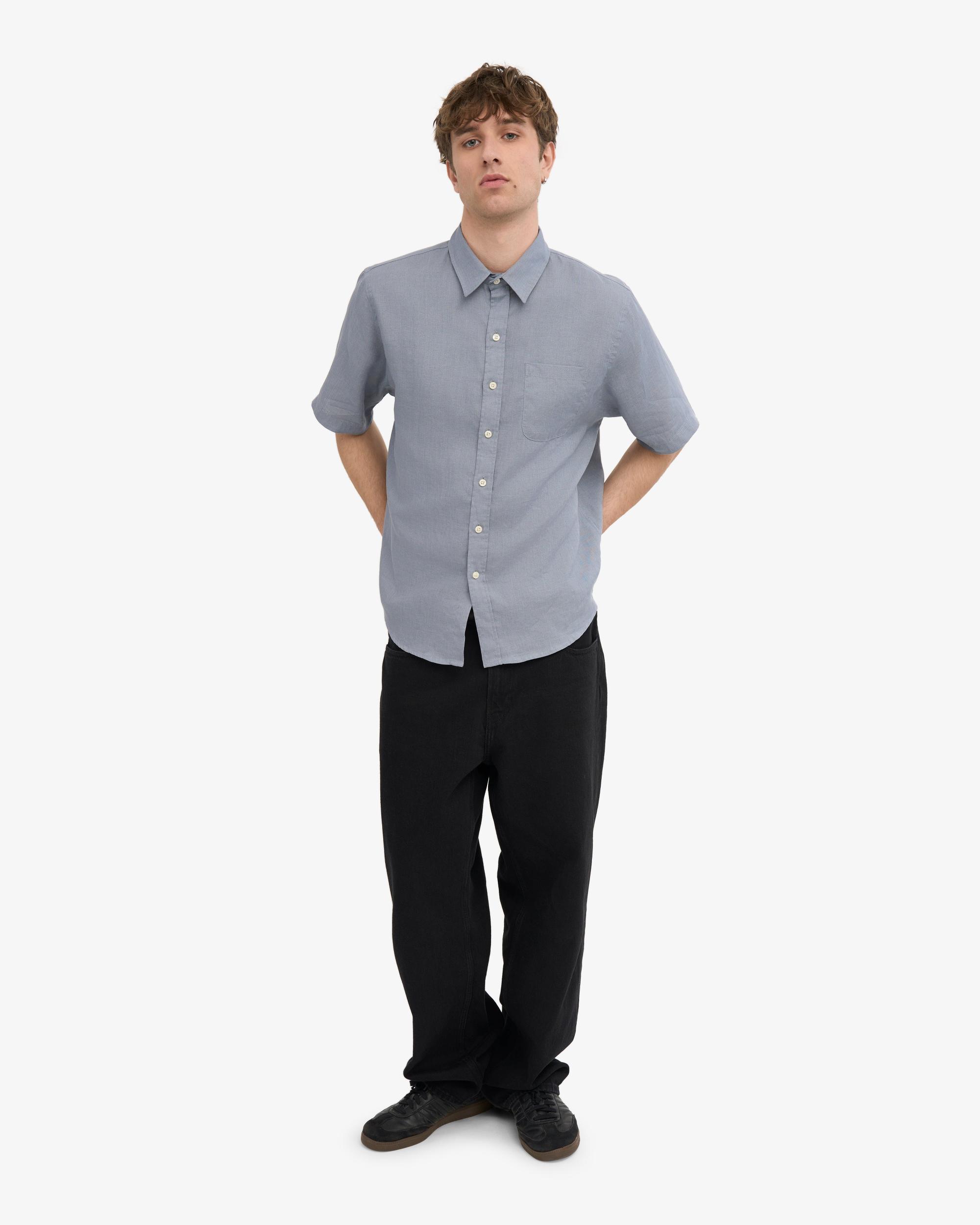 Linen SS Shirt - Steel Blue Product Image