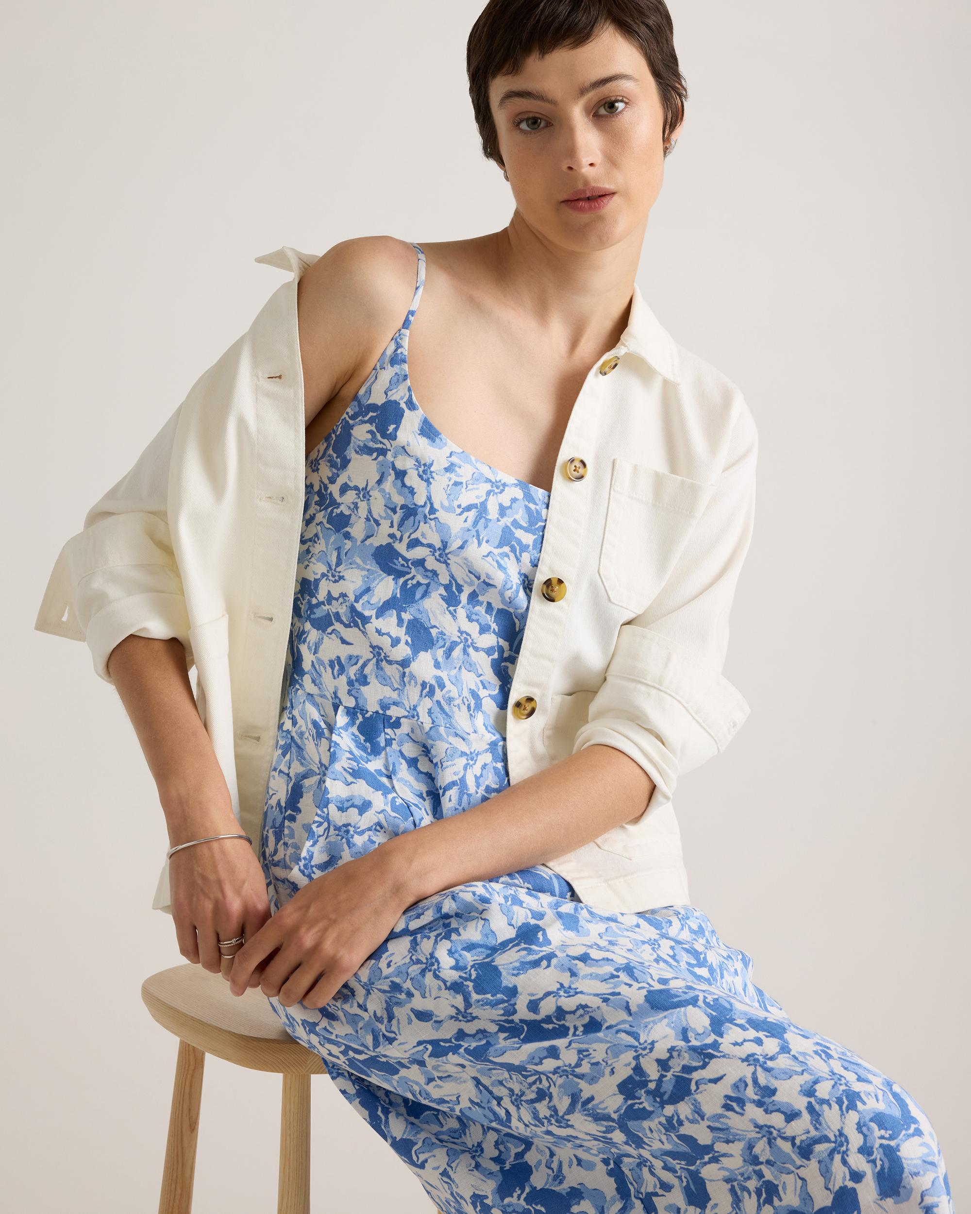 Quince | Women's 100% European Linen Scoop Neck Midi Dress Size XL Product Image